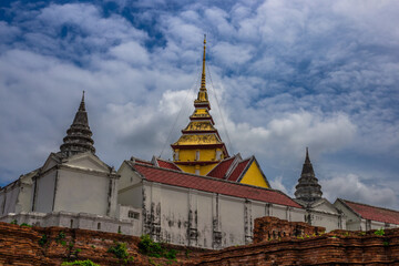 Fototapeta premium Background of old Buddha statues at Nakorn Luang castle Ayutthaya of Thailand, has beautiful sculptures and is worth preserving for future generations to study its history.