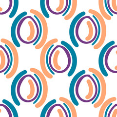 Cartoon polka dot abstract geometric seamless pattern. Geo tile background. Fantasy infinity wrapping paper with different shapes. Creative texture. Vector illustration.   