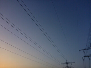 silhouette of high voltage electrical pole structure