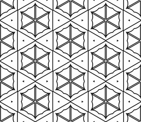 Obraz premium Abstract thin line geo seamless pattern. Linear geometric mosaic background. Modern wrapping paper. Vector illustration. 