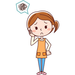悩む主婦のイラスト