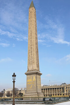 Luxor Obelisk In Paris France At Winter