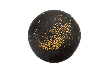 Black burger bread isolated on white.