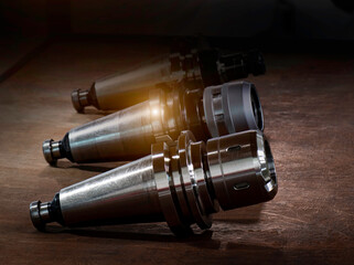 collet chuck holder close up. Shank morse taper. For cnc, milling, lathe machine.