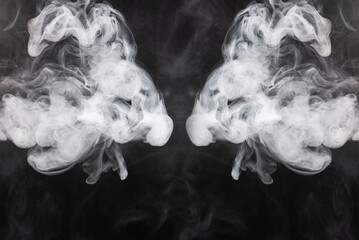 White steam on a black background.