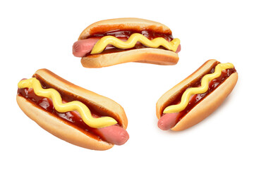 Hot dog isolated on white background. Copy space.