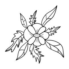 Cute cartoon doodle flower isolated on white background. Floral element for design. Vector illustration.  