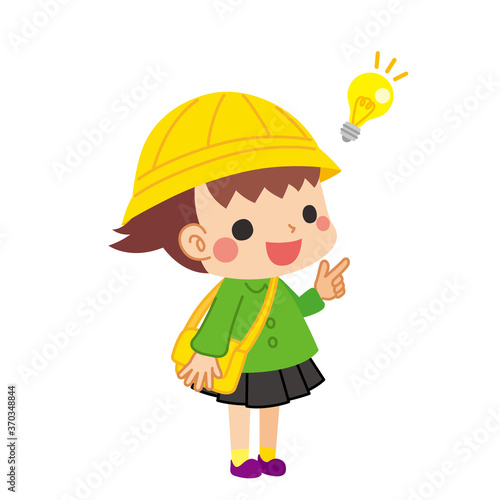 アイデアを閃いた可愛い幼稚園児の女の子 Wall Mural ぽこたぽこ アイデアを閃いた可愛い幼稚園児の女の子 Wall Mural ぽこたぽこ