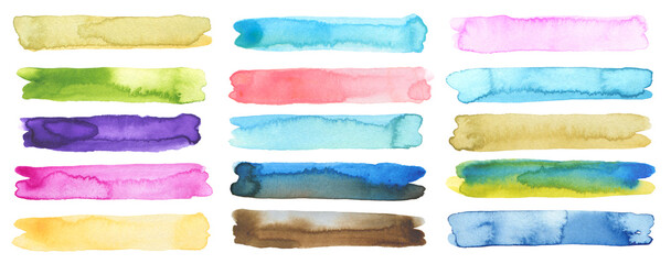 Abstract watercolor and acrylic line brush stroke blot painting. Green Color design element. Texture paper. Isolated on white background. © Liliia