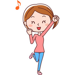 喜ぶ主婦のイラスト