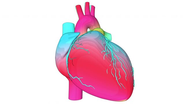 Human Heart beat Anatomy animation. Rainbow texture in the heart model