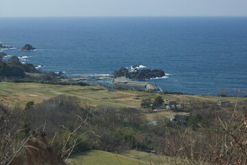 日本の田舎の島の田園風景