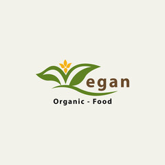 Leave like letter v and egan word. Vegan logo design vector illustration