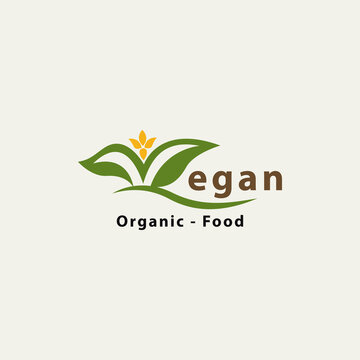 Leave like letter v and egan word. Vegan logo design vector illustration
