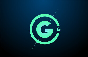black blue green G alphabet letter logo icon. Design with circle for company and business