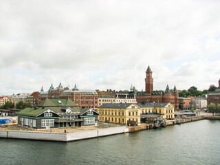 panorama of the city. sea port. city view from the sea
