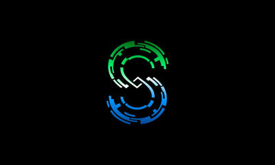 Abstract S Letter Techno Logo - Tech S Monogram Icon - Pixel Digital Symbol Design Vector