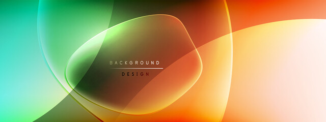 Vector abstract background - liquid bubble shapes on fluid gradient with shadows and light effects. Shiny design template for text