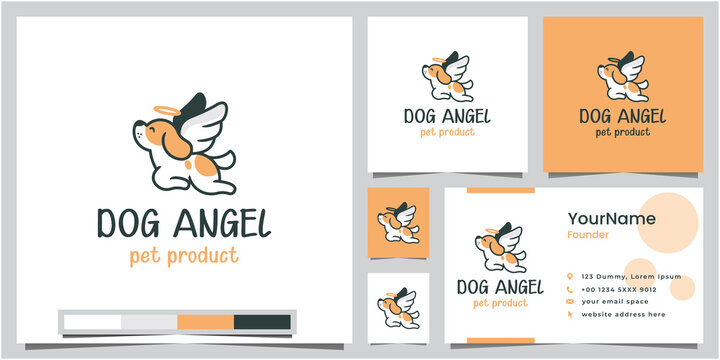 dog angel cartoon version logo design inspiration
