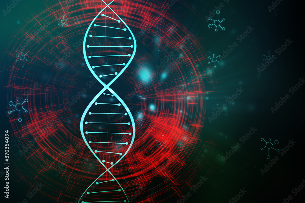Poster 2d render of dna structure, abstract background