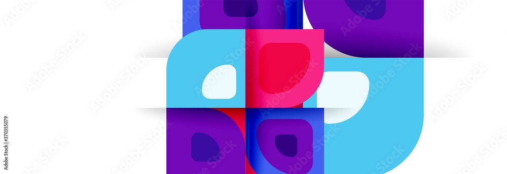 Poster Set of vector modern geometric abstract backgrounds with repeating abstract round shapes patterns and shadow effects