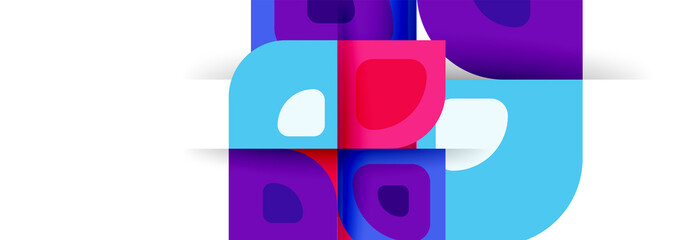 Fototapeta premium Set of vector modern geometric abstract backgrounds with repeating abstract round shapes patterns and shadow effects