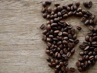 coffee bean on wood background