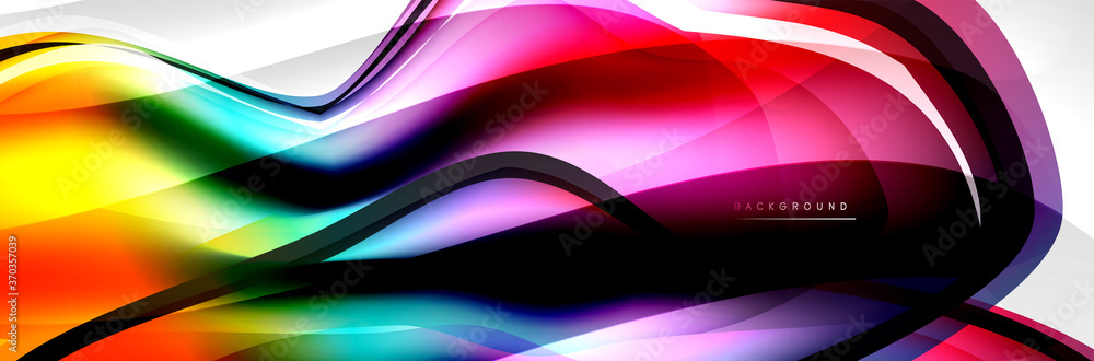 Poster vector abstract background, flowing liquid style bubble with metallic, color quicksilver chrome text
