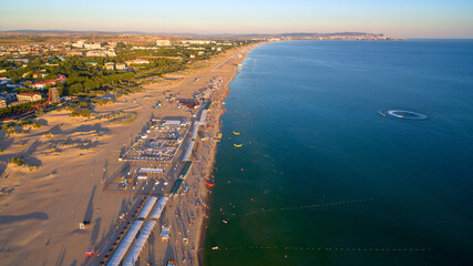 Beach in the Vityazevo villag. Krasnodar region. Russia.