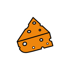 Cheese icon in flat style. Cheese with holes. Isolated. Vector.