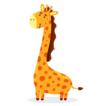 Happy, giraffe, vector, white background, hand drawn