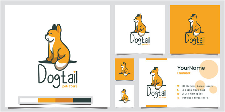 dog tail cartoon version logo design inspiration