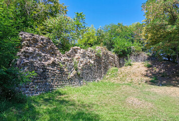 Fototapeta na wymiar Ruins of the ancient fortress of Godlik, dating from the V-VIII centuries. Medieval fortification on the Вlack sea coast. Sochi, Russia. 