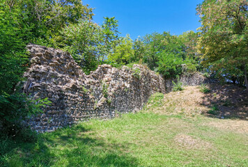 Ruins of the ancient fortress of Godlik, dating from the V-VIII centuries. Medieval fortification on the Вlack sea coast. Sochi, Russia. 