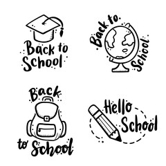 Cute hand drawn lettering Back to school quote by doodle sketch style. Vector illustration slogan for kids poster, children banner for school or education.