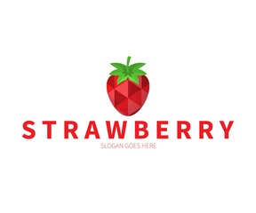 Strawberry with Triangle Pattern Logo Concept. Vector Design Illustration. Symbol and Icon Vector Template.