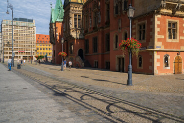 Wroclaw, Poland 02 August 2020; Summer cityscape of the old town of Wrocław, the historical...