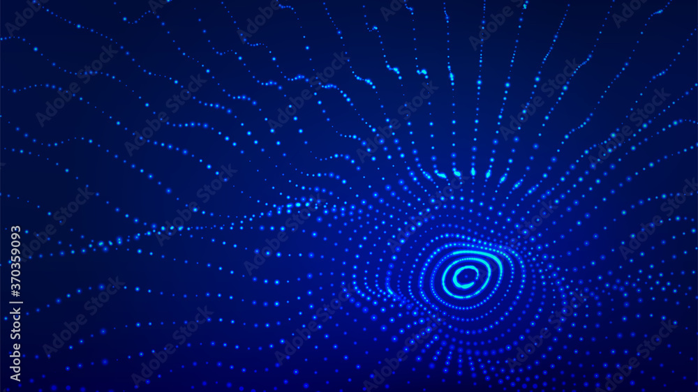Poster abstract digital background of glow particles. color music sound wave. vector technology dynamic dot