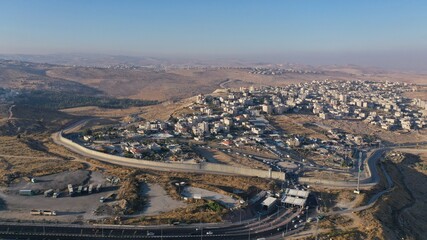 Palestine Hizma Town with Idf Military Checkpoint,Aerial view
Security tower at Hizma Town Checkpoint in North Jerusalem
