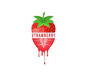 Juicy Strawberry Slice Logo Concept. Vector Design Illustration. Symbol and Icon Vector Template.