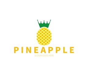 Pineapple Fruit with Crown Logo Concept. Vector Design Illustration. Symbol and Icon Vector Template.