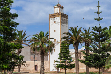 Fototapeta na wymiar City view of Essaouira / City view of Essaouira with minaret, Morocco, Africa.