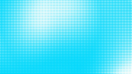 Fototapeta premium Dots halftone white blue color pattern gradient texture with technology digital background. Dots pop art comics with summer background.