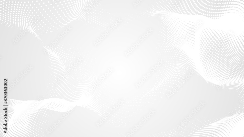 Poster dot white gray wave light technology texture background. abstract big data digital concept. 3d rende