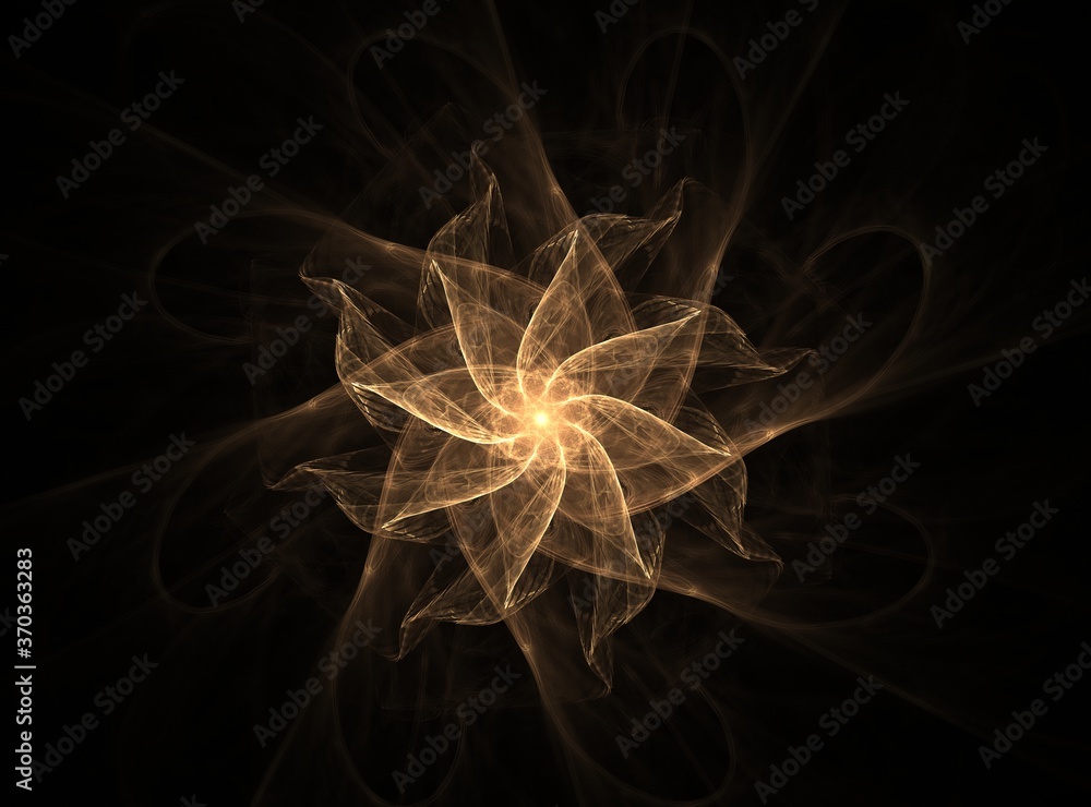 Poster abstract fractal patterns and shapes. space geometry. dynamic flowing forms with spirals. mysterious