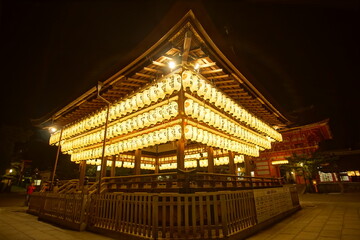 Shinto shrine at night in Kyoto, Japan