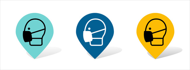 Location pin with face mask vector