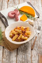 pasta with sausage and pumpkin