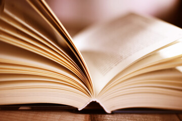 Composition with open book on the table