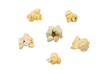 Popcorn on a white background.